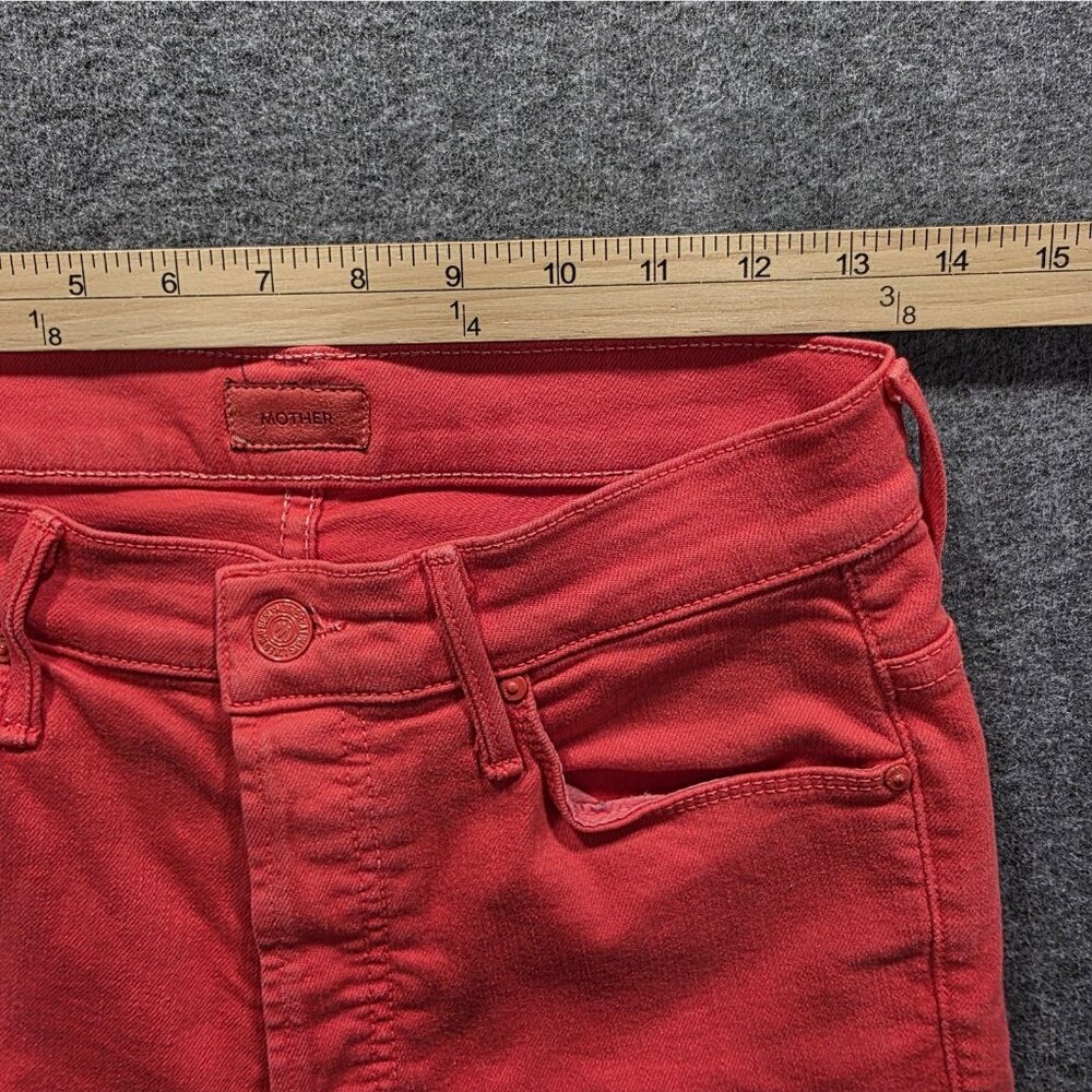 Mother Jeans Womens 27 Red Stunner Ankle Fray High Rise Skinny Button Fly USA - Picture 9 of 12